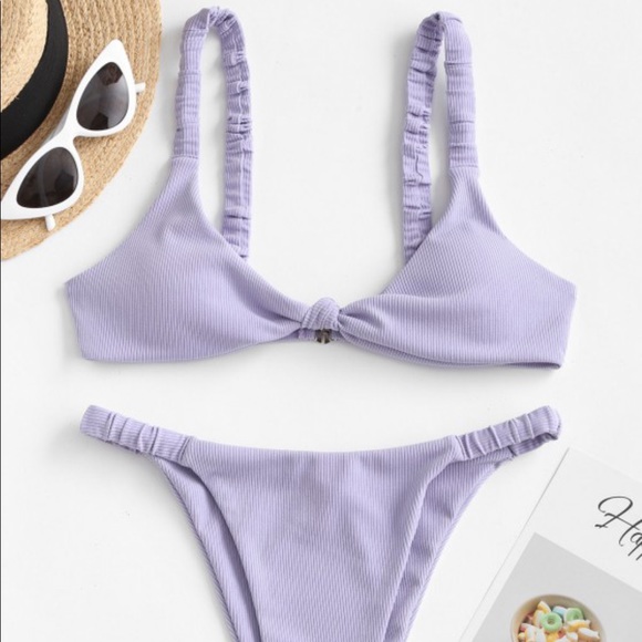 Zaful lavender elastic ribbed Bikini - Picture 1 of 7